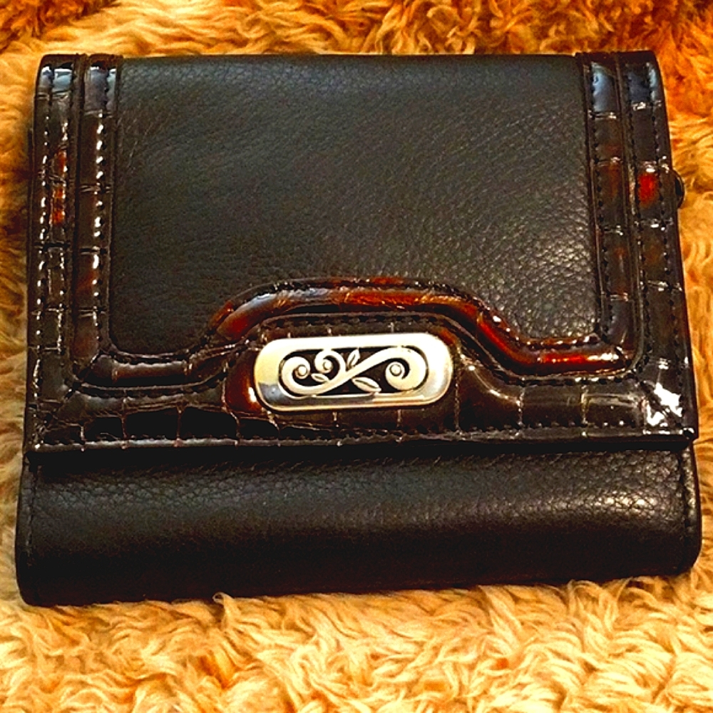 Brighton brown and black patent croc accent and leather wallet